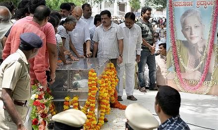 Relatives of journalist Gauri Lankesh mourning her death in Bangalore in September last year. In the first six months of this year, four journalists were killed, compared with three in the whole of last year in India.