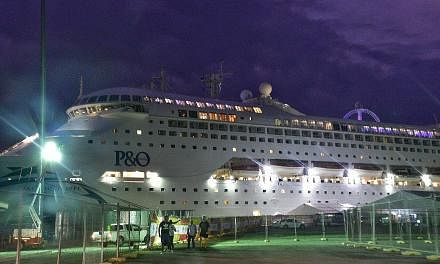 The 245m Pacific Jewel, which houses mainly journalists, has 14 decks and berths for nearly 1,700 people and is moored offshore at Port Moresby.