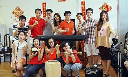 Mr Jeremy Sun (standing, fifth from left) with the Play For Good band at a recent performance in a nursing home. The band started playing at homes in 2015.