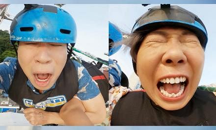 Chua Enlai and his good friend, Irene Ang, try out different types of exhilarating activities, including the Giant Swing at Skypark Sentosa by AJ Hackett, and boy, they sure can scream. 