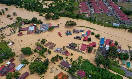 Flooding in the Pengkalan area in Melaka on Jan 1, 2022.
