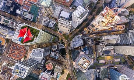 Aerial view of commercial properties in Singapore