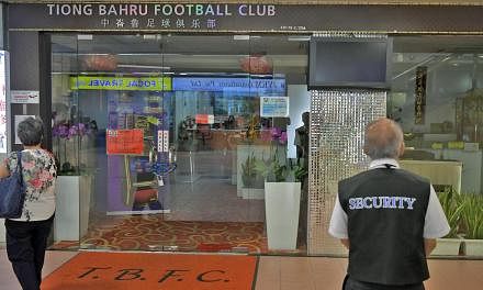 The Tiong Bahru Football Club at People's Park Centre was not in operation yesterday, a day after it was raided by police.