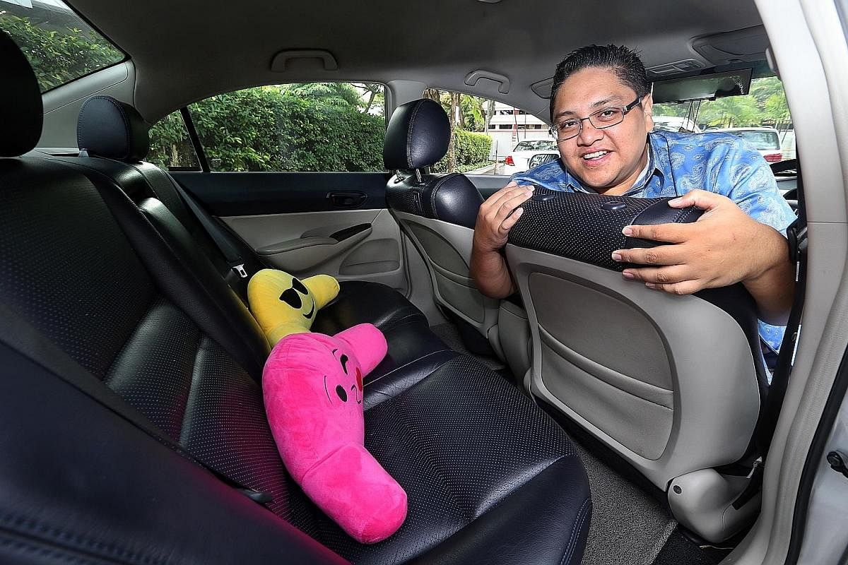 Youth coach Syed Muhammad Abu Bakar gave strangers lifts in his car before he became a part-time Uber driver. Taxi driver Ong Swee Ker supplies his passengers with biscuits, lozenges, bottled water, medicated oil and umbrellas, among other things.