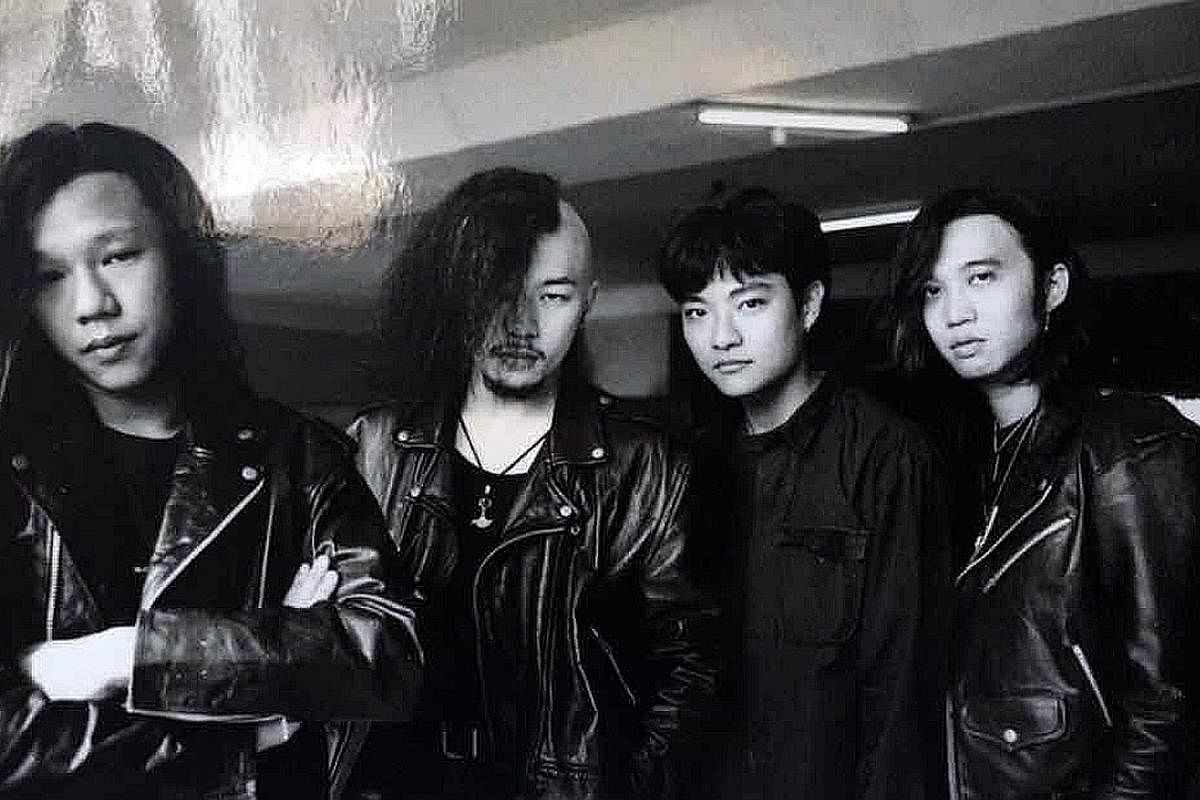 My life so far: (From far left) Danny Lim with fellow members of the Opposition Party band - Kazuo, Ray Aziz and Francis Frightful - in 1994.