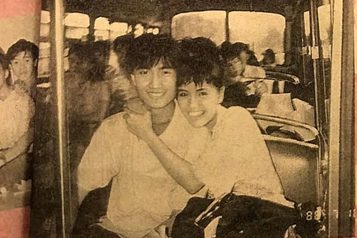 My life so far: Chen Hanwei when he was a baby and with Zoe Tay (above) in 1988 as Star Search contestants, going home together in a bus.