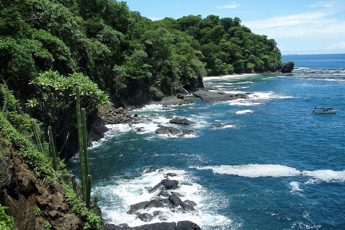 The 2km-long grey sand beach at Playa Hermosa is surrounded by tropical forest and ridges of volcanic rock.