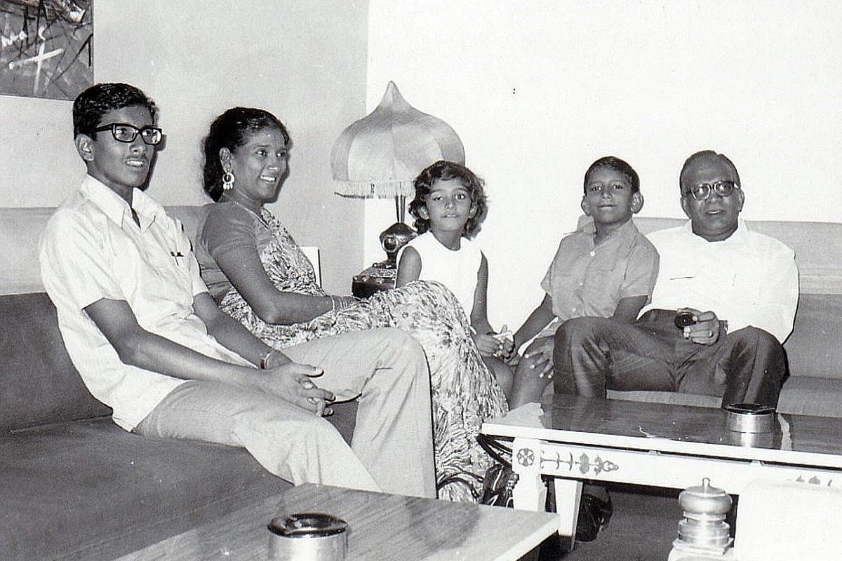 My life so far: (Above) Mr Subaraj Rajathurai (second from right) in the early 1970s when he was about nine, with (from right) father R. Rajathurai, younger sister Shamira, mother R. Manoanmany and elder brother Manoraj.