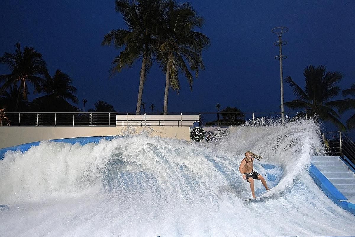 The sun may have set, but the waves still go on at the Wave House Sentosa. Tour Fort Siloso by night.