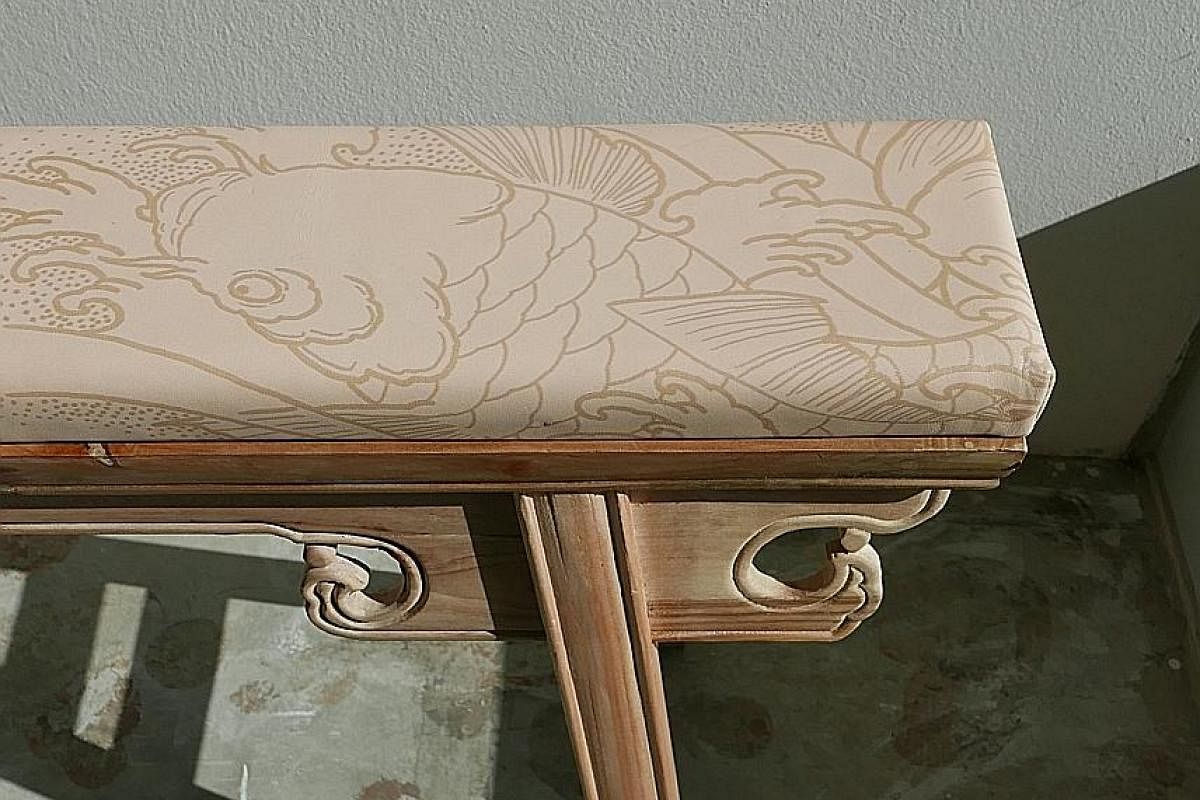 Koi Gate Bench (above), a collaboration with ink artist Joseph Siow; a Chinese chess set by forest & whale; and a porcelain rice bowl made with fashion brand In Good Company.