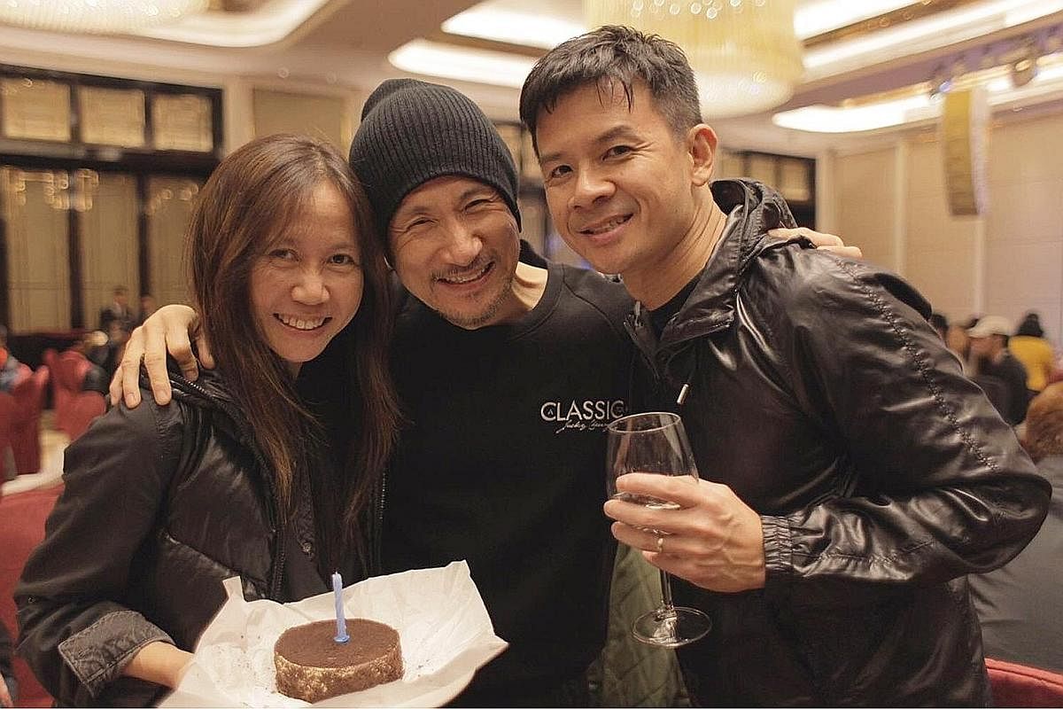 My life so far: Goh Kheng Long (above right) celebrating his wife Tay Ting Ting's birthday with Hong Kong pop star Jacky Cheung in January; and Goh, aged 11, when he won the Yamaha Electone Competition in 1978.