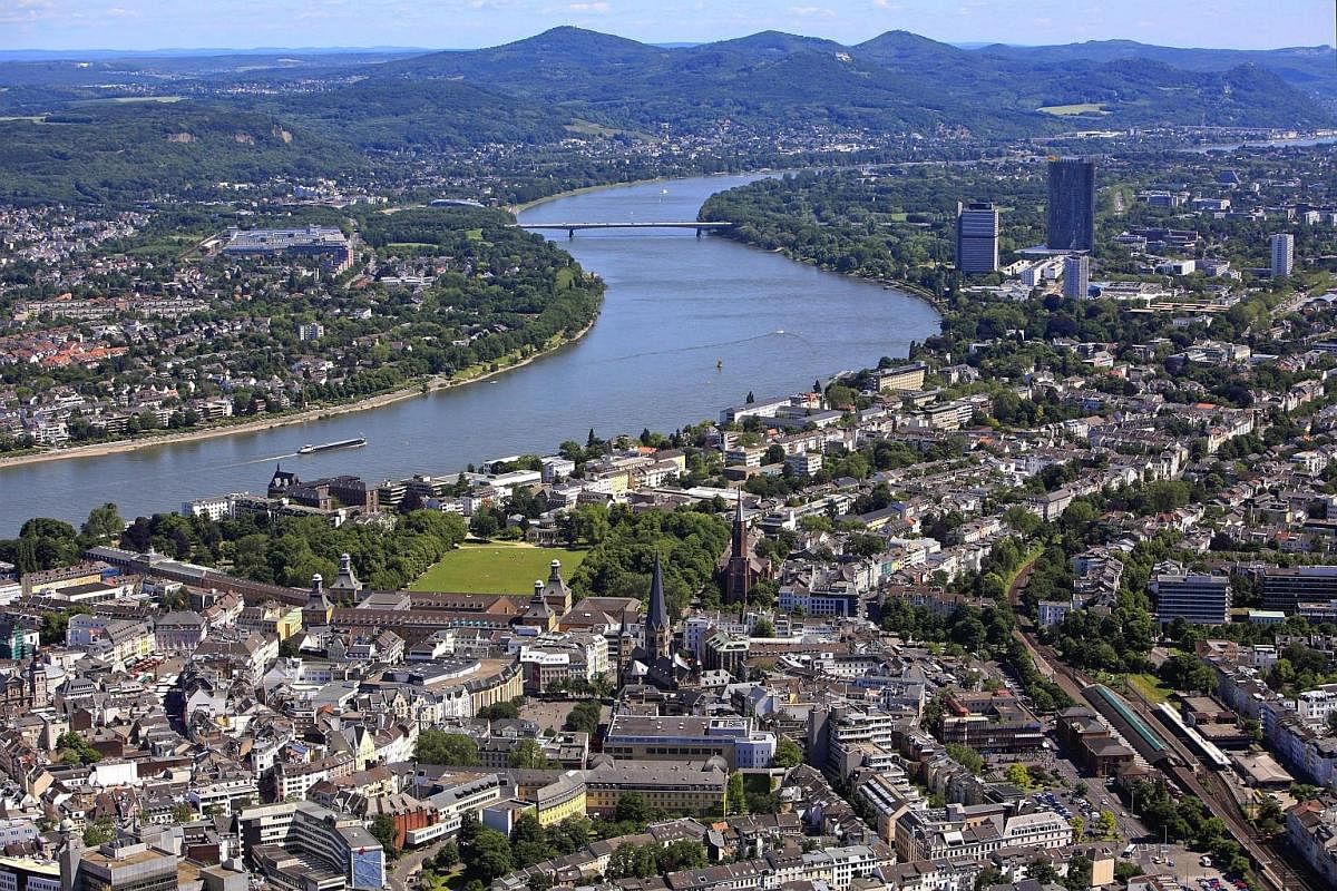 The Rhine runs through Bonn, capital of the former West Germany and birthplace of composer Ludwig van Beethoven.