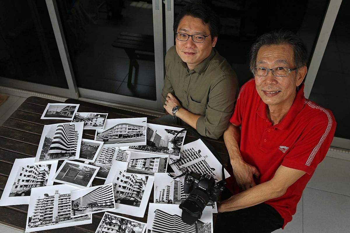 This public housing block at Upper Pickering Street has been torn down, but was captured on film by hobbyist photographer Koh Kim Chay (right, in red, here with fellow photographer Eugene Ong).