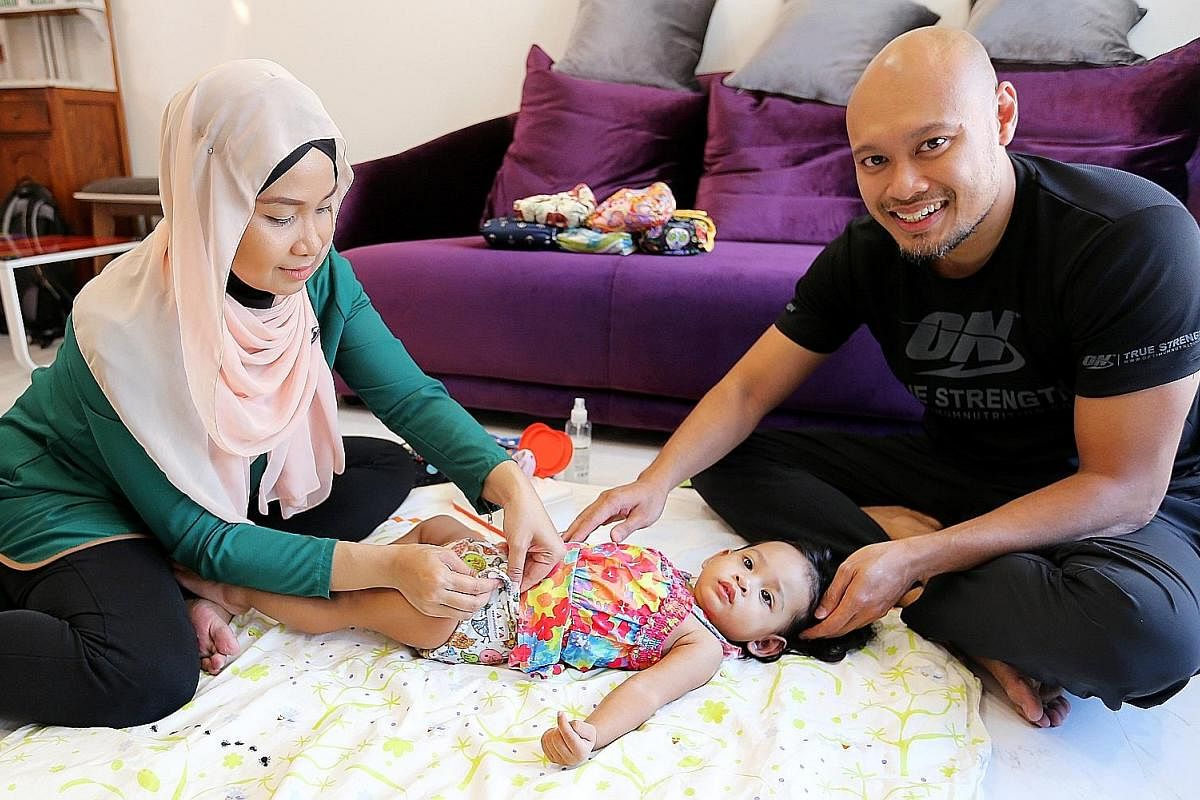 For Ms Irma Niza Jamal and her husband, Mr Mohammad Khirruddin Ismail, cost savings and attractive designs are main draws for using cloth diapers on daughter Eesha Naira.