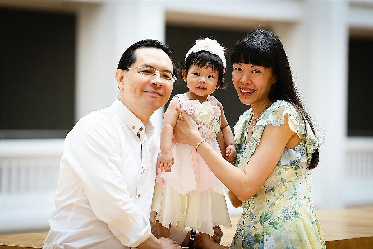 My life so far: Mr Andy Ong, aged five, with his parents David Ong and Helen Cheong, with them at his graduation from Curtin University and with his wife Cheryl Soh and their 15-month-old daughter Bree (above).