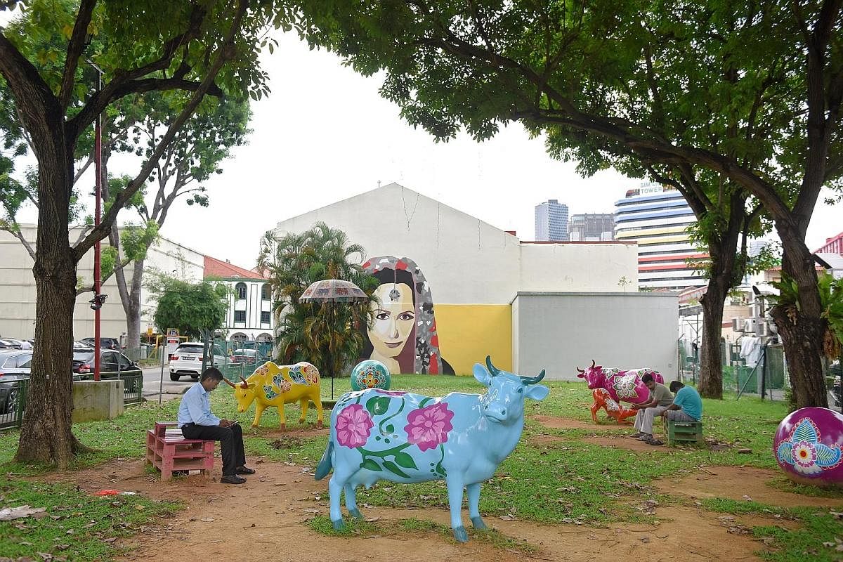 Event and exhibition designer Marthalia Budiman is behind the art installations (above) in Little India.