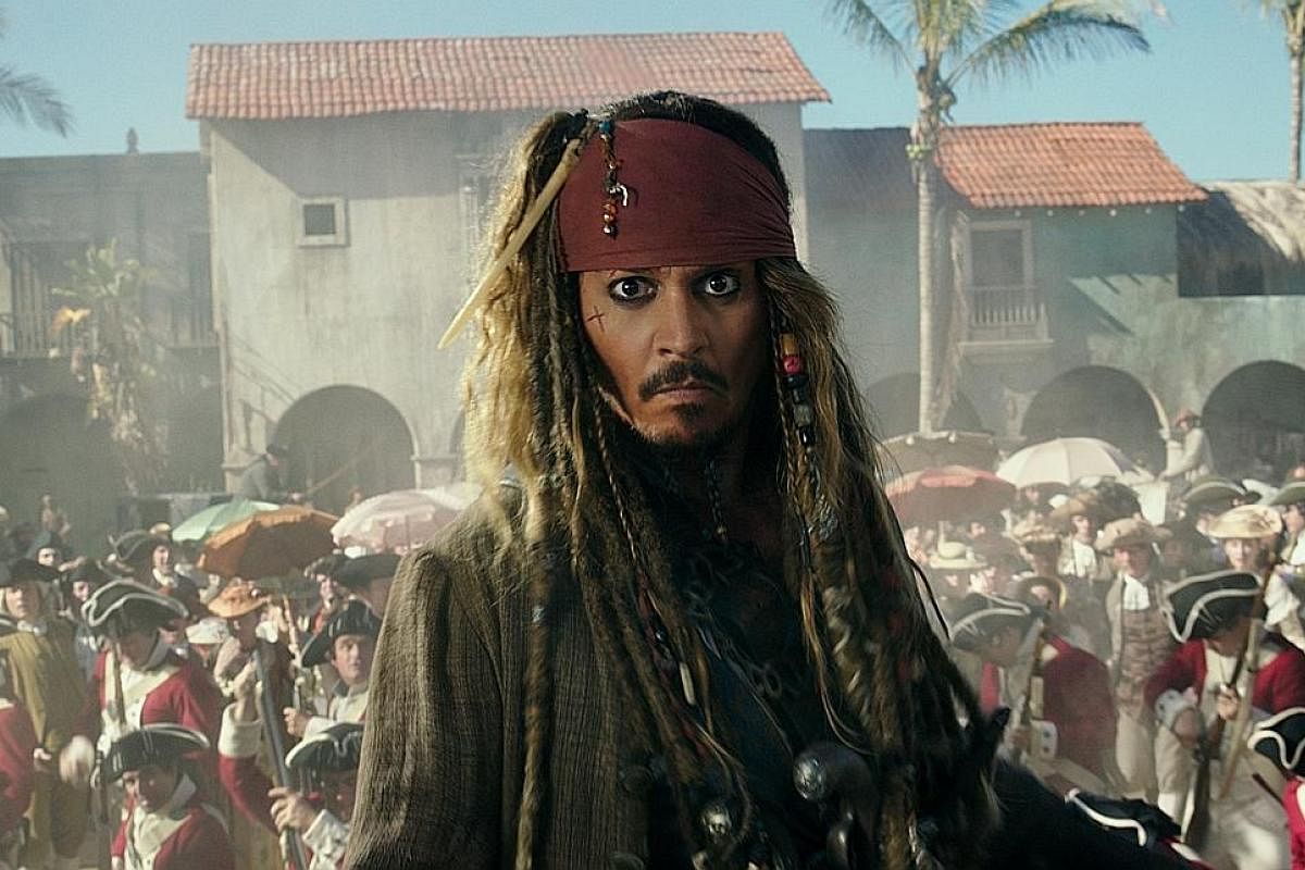 Spanish actor Javier Bardem plays raging villain Salazar alongside Johnny Depp as Captain Jack Sparrow (above) and Orlando Bloom as Captain Will Turner.