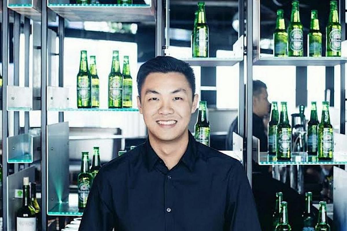 Former bartender Nicholas Lau's (above) mobile bartending firm, The Shake Affinity, lets its DJs decide if they want to wear ear plugs while playing for events. Senior manager of quality, environmental, occupational health and safety Kelvin Ho (left)