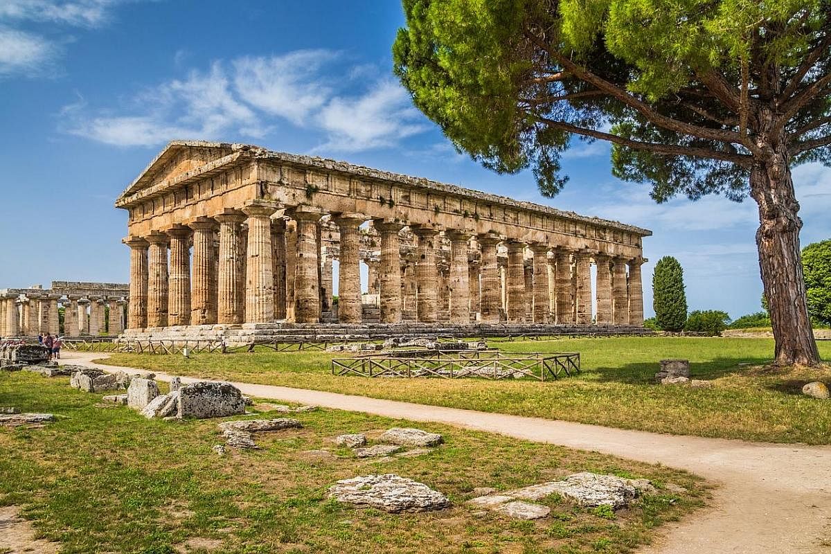 Paestum is a Unesco World Heritage Site containing some of the most well-preserved ancient Greek temples in the world, such as the Temple of Hera (above).
