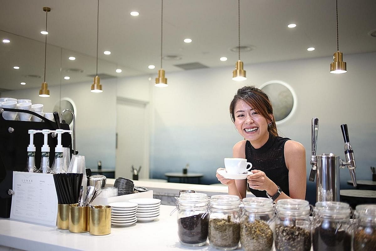 Ms Daphne Goh (above) opened Lunar Coffee Brewers this month at Downtown Gallery, where food and beverage concepts make up 30 per cent of the tenant mix.