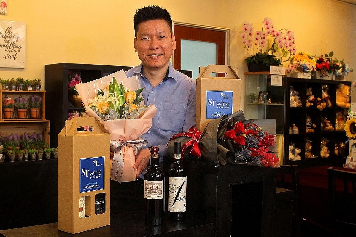 Mr Ryan Chioh, managing director of FarEastFlora.com, which is collaborating with ST Wine to present readers with a selection of wine and floral gift sets.