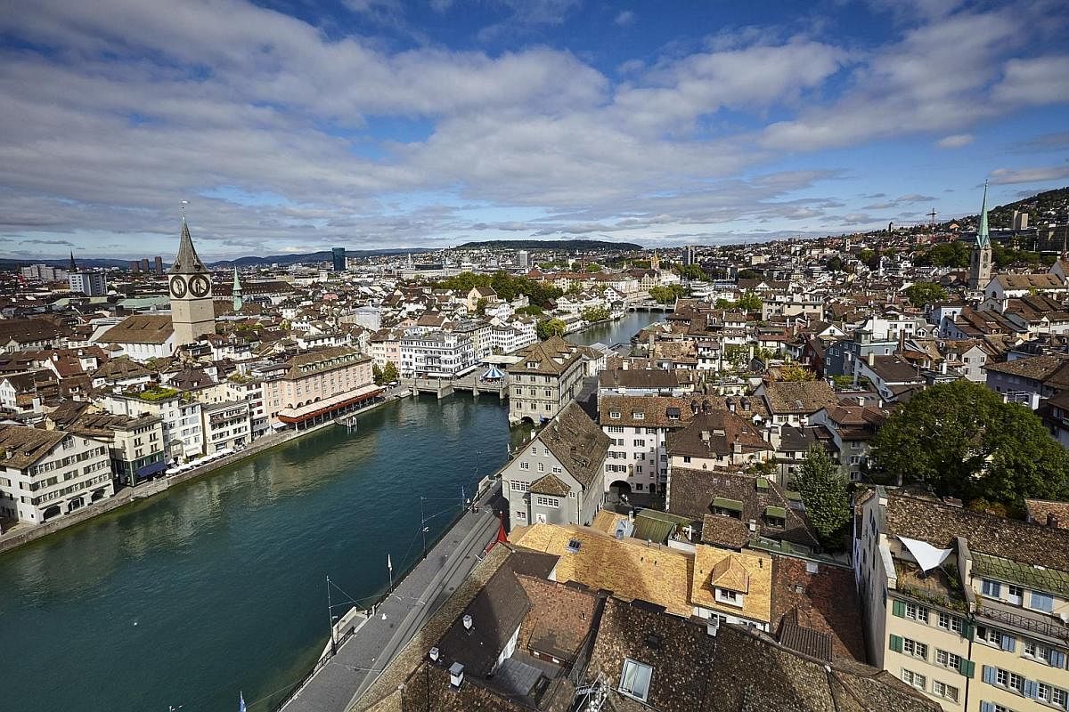 A view of Zurich's Old Town (Altstadt). Switzerland often acts as a go-between when two countries do not have diplomatic relations with each other.