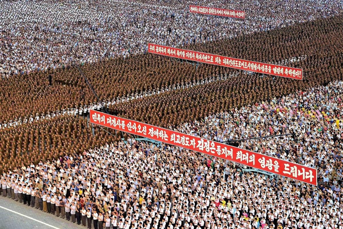 Army personnel and people gathering at Kim Il Sung Square, in Pyongyang, last Thursday to celebrate the success of the first test launch of an intercontinental ballistic missile that placed Alaska within its crosshairs.