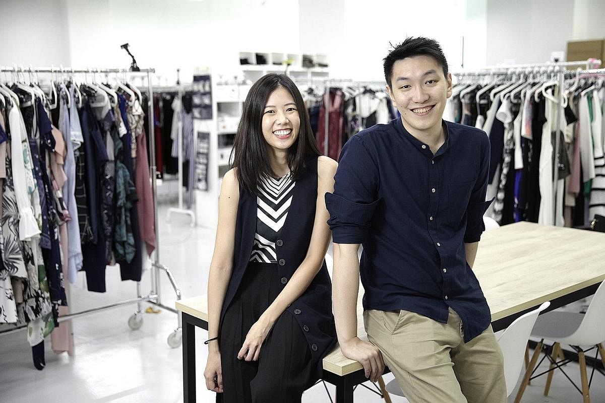 Style Theory co-founders Raena Lim and Charlie Halim (both above), whose company has almost 8,000 clothes available for rent.
