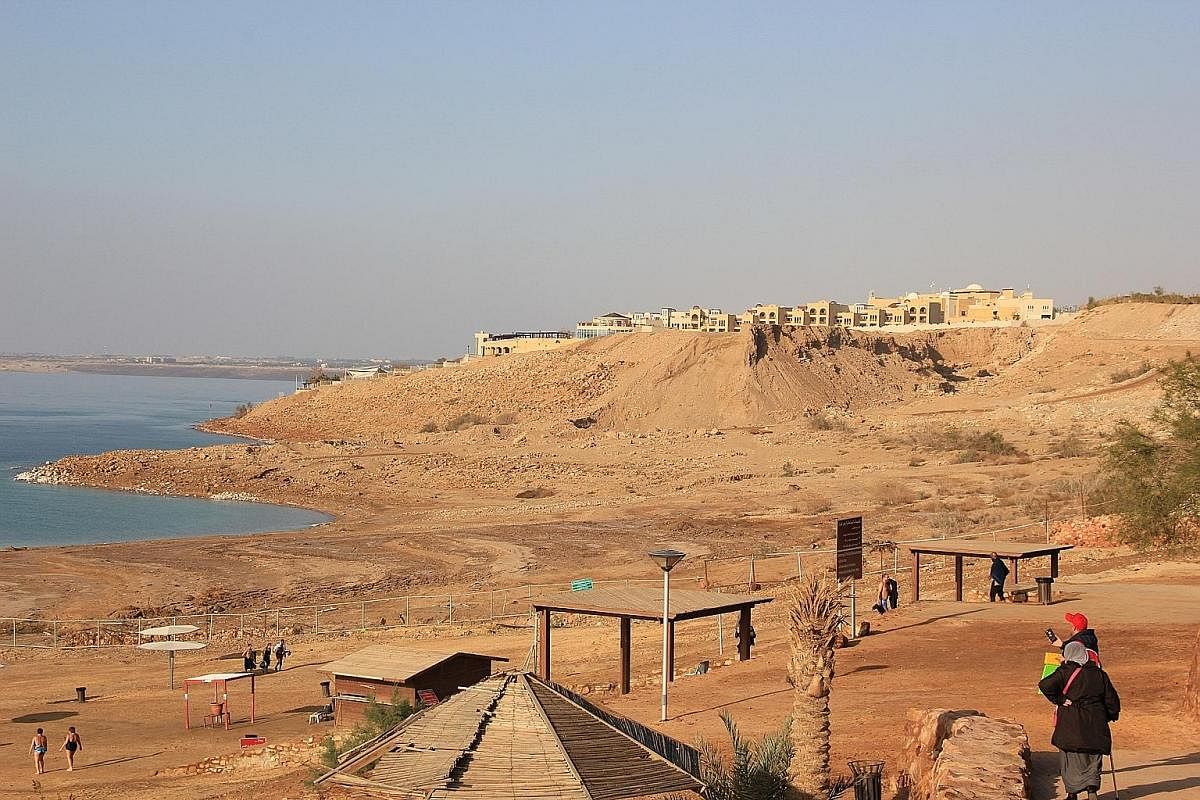 Many hotels still in business at the Dead Sea have had to construct lifts or walkways so guests can reach the banks of the sea, which used to be at their doorstep.