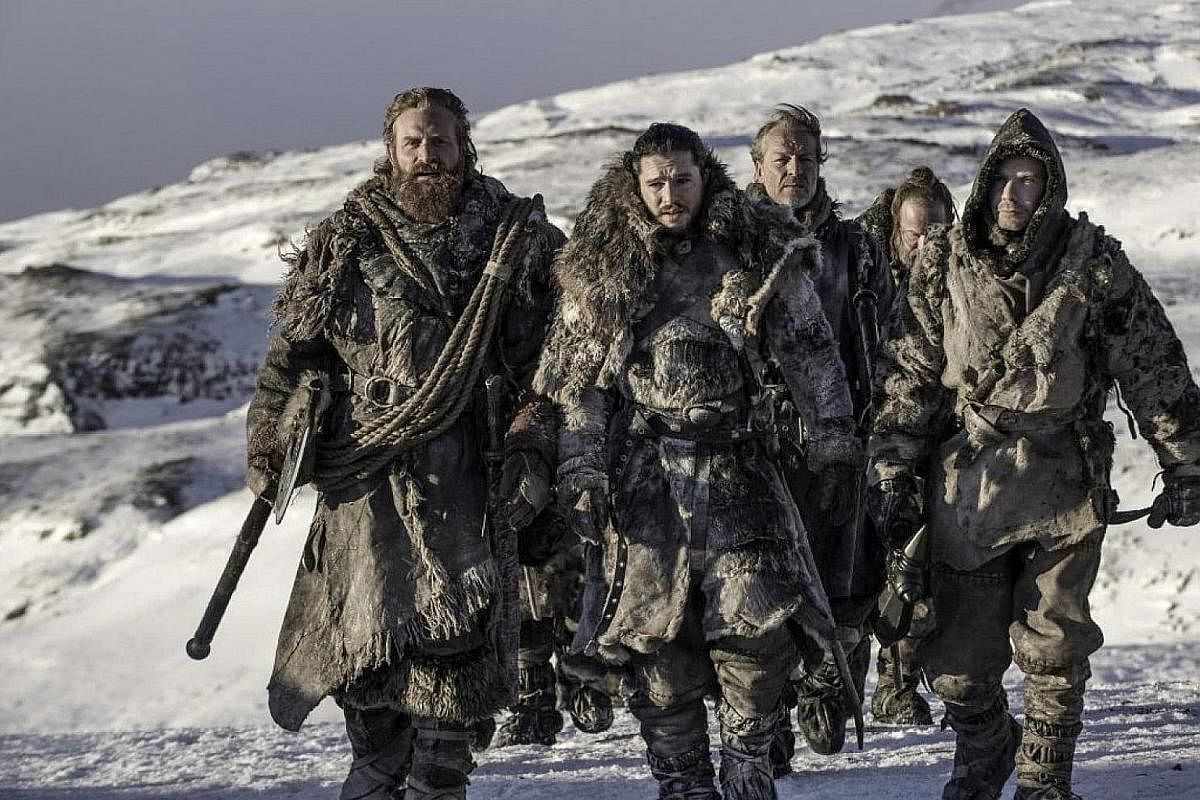 John Snow (second from left) suffered a dramatic death in Season 5, although he was brought back to life the following season.