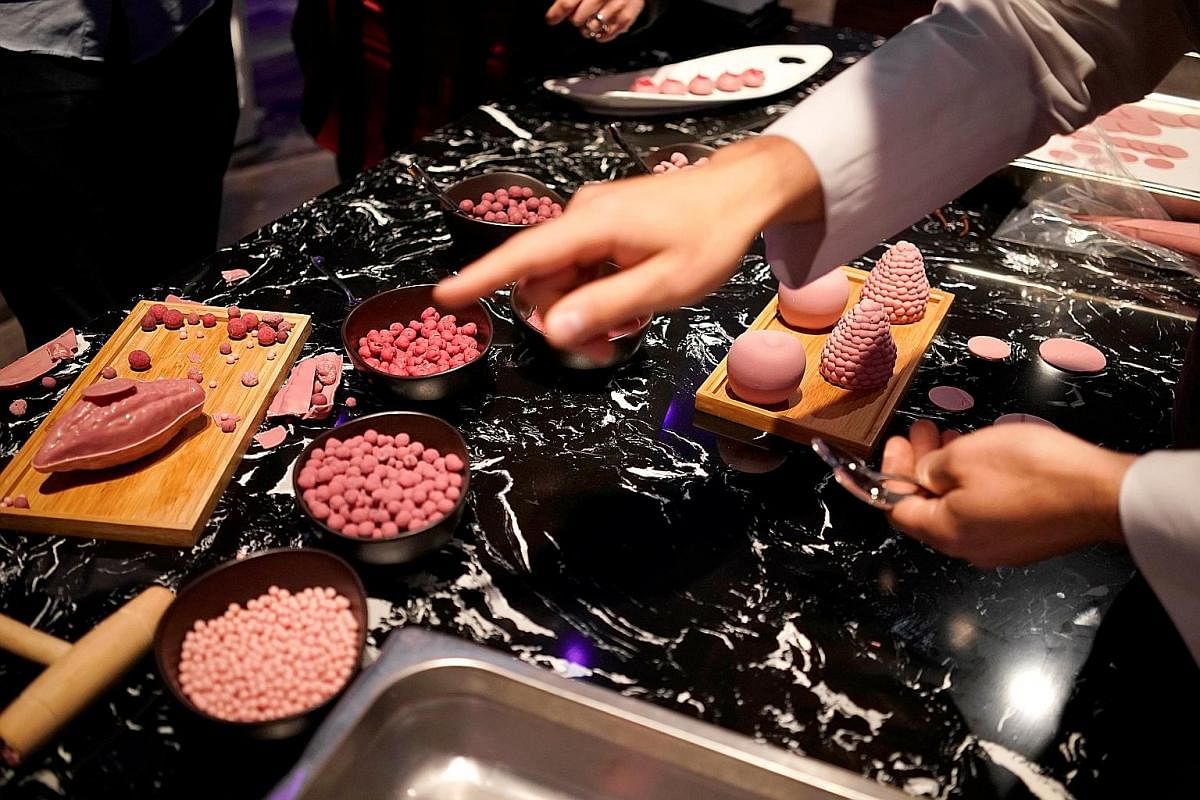 Ruby chocolates on display at a chocolate launch event by chocolate-maker Barry Callebaut in Shanghai, China, last week.