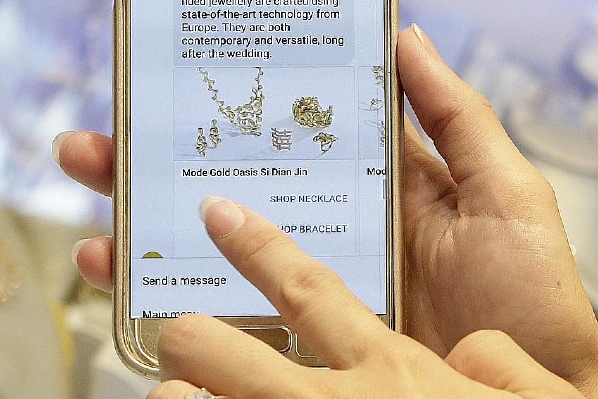 Local jeweller Goldheart's Bling chatbot (above) was launched in July.