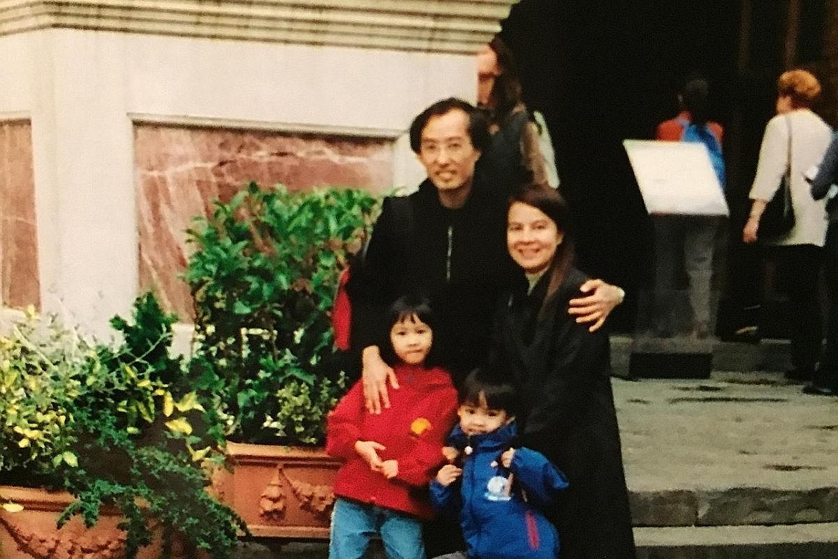 Families For Life Council chairman Ching Wei Hong, his wife Irene Oen, daughter Marianne and son Christian on a family vacation in Milan in 2000 (above) and in Berlin in 2015 (left).