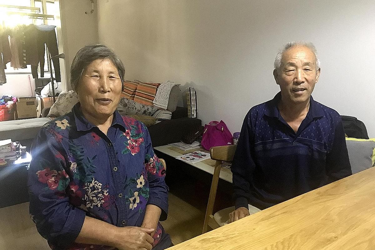 Left: Longwangtou villager Yang Ruizhen, 80, and her husband live on their own as their children have left the village to find work.Above: Farmer Zhang Fumin and his wife Liu Xiuying recently moved to Beijing from the suburbs to help take care of the