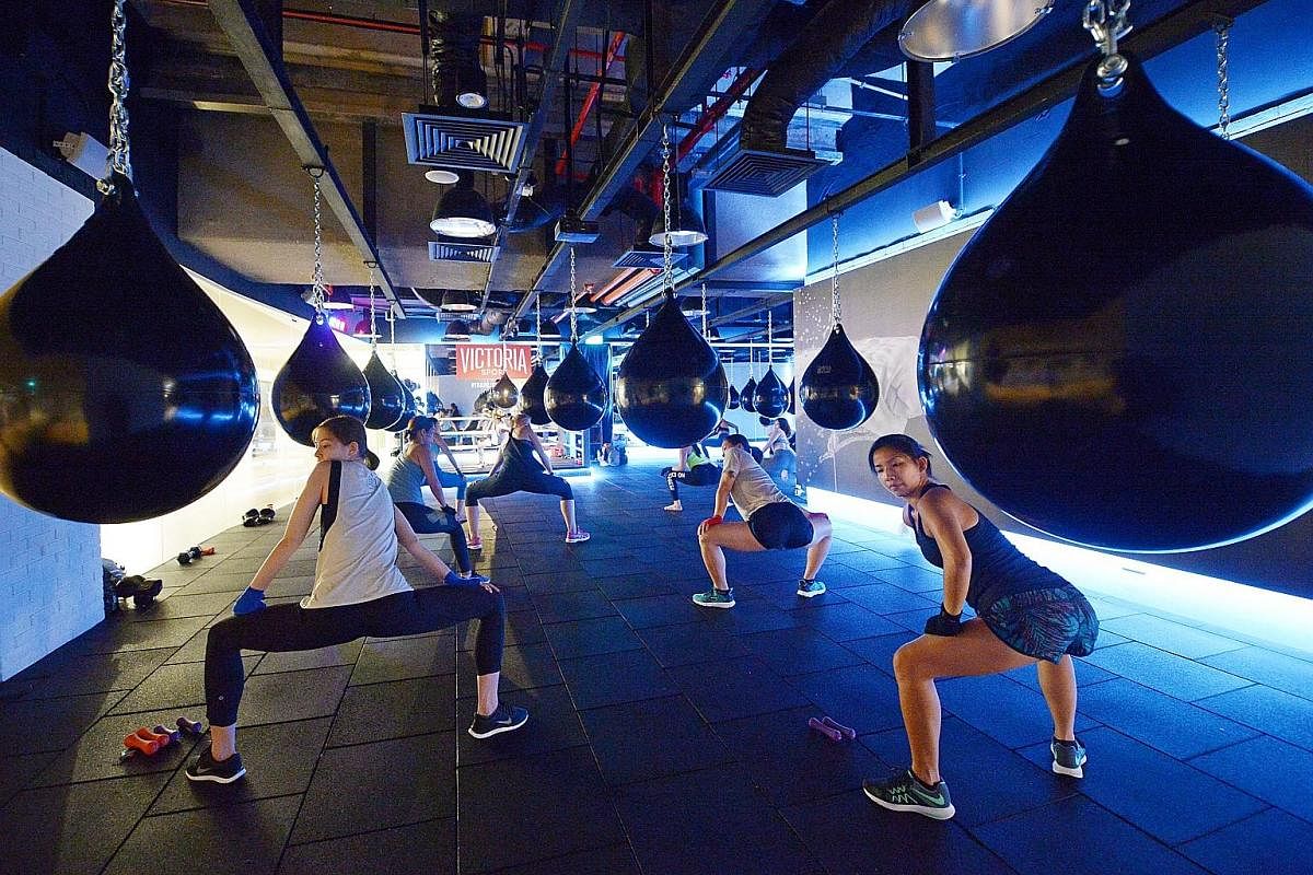 The 3,200 sq ft space at GuavaLabs at OUE Downtown has yoga, barre and mixed-use studios that can be rented by freelancers. It is also home to Singapore's first aqua bag boxing studio.