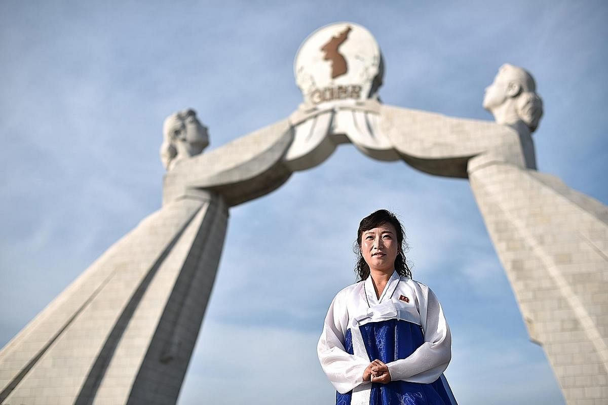 The Monument to Party Founding in Pyongyang is dedicated to the setting up of the Workers' Party of Korea. It is rich in symbolism, with the hammer representing workers, the sickle symbolising farmers and the calligraphy brush denoting intellectuals.
