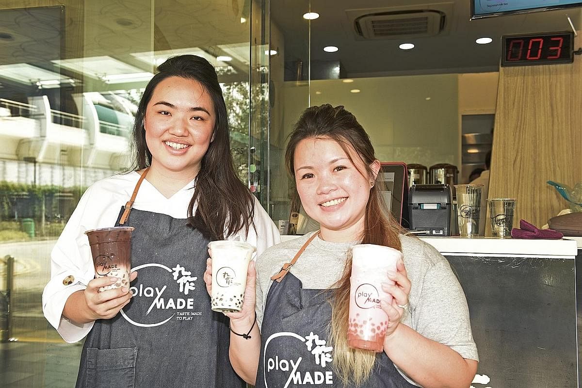 PlayMade by One Zo's co-owners Amanda Poo (far left) and Crystal Wee (left) fell in love with the brand of bubble tea during a visit to Taiwan