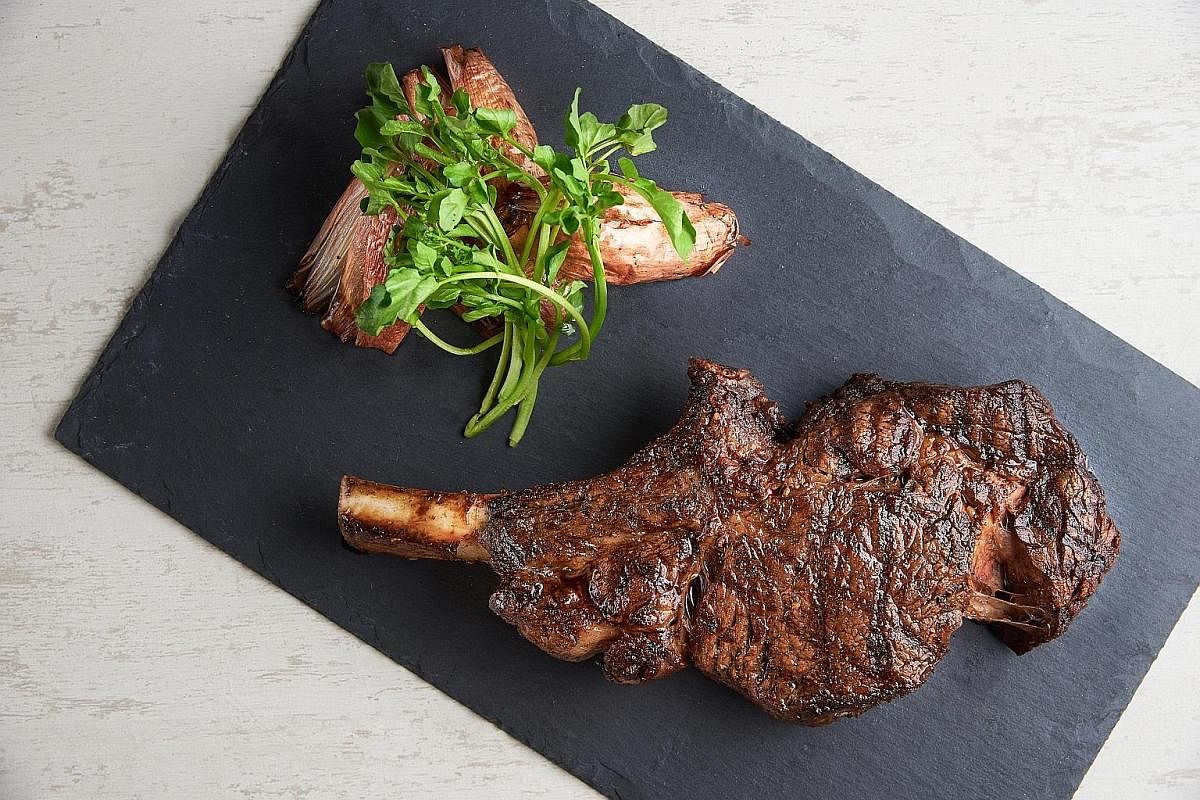 The Wakanui Spring Lamb (left) is nicely seasoned and grilled, and the meat is moist and very tender. The Ocean beef Dry-aged Bone-in Ribeye (above) has been wet-aged for four weeks and dry-aged for another three weeks.