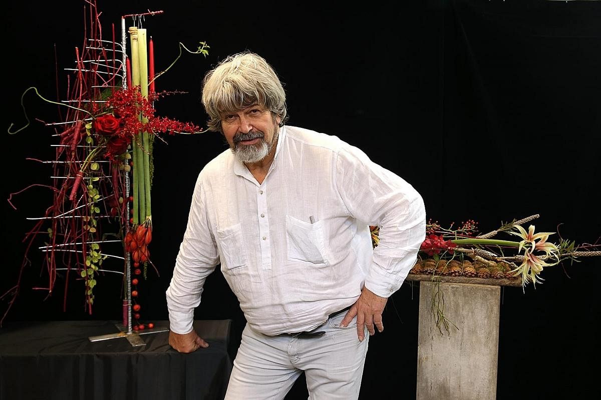 German floral designer Gregor Lersch, who is also a teacher and author of floral design books, was in Singapore last month for Christmas-themed workshops.