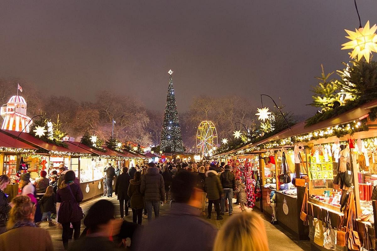 In December every year, the Winter Wonderland in Hyde Park is lined with stalls selling Christmas wares, food and ales.
