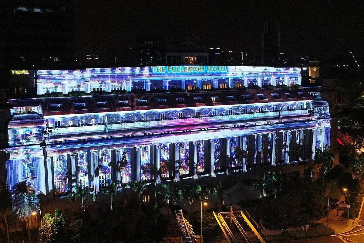 Fireworks displays over Marina Bay are part of the programme line-up at this year's Marina Bay Singapore Countdown. Enjoy light projections on the facade of The Fullerton Hotel (above) or visit the galleries of the Asian Civilisations Museum (left) t