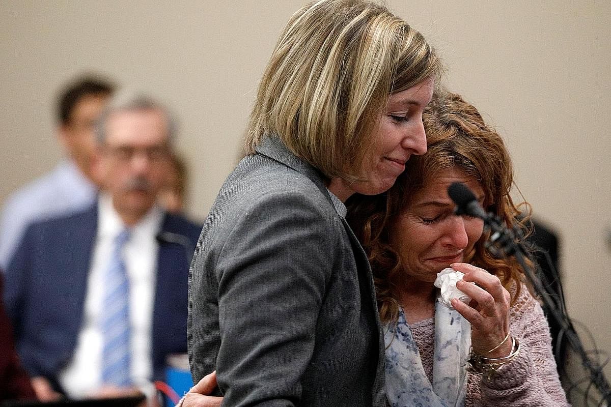 Victims Catherine Gordon (left) and Megan Ginter in court to give their victim impact statements. Larry Nassar was made to face his victims during his sentencing hearing in Lansing, Michigan, over the past week. He is expected to spend the rest of hi