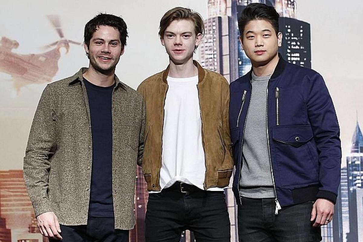 (From left) Dylan O'Brien, Thomas Brodie-Sangster and Lee Ki Hong in Seoul for the movie premiere of Maze Runner: The Death Cure earlier this month.