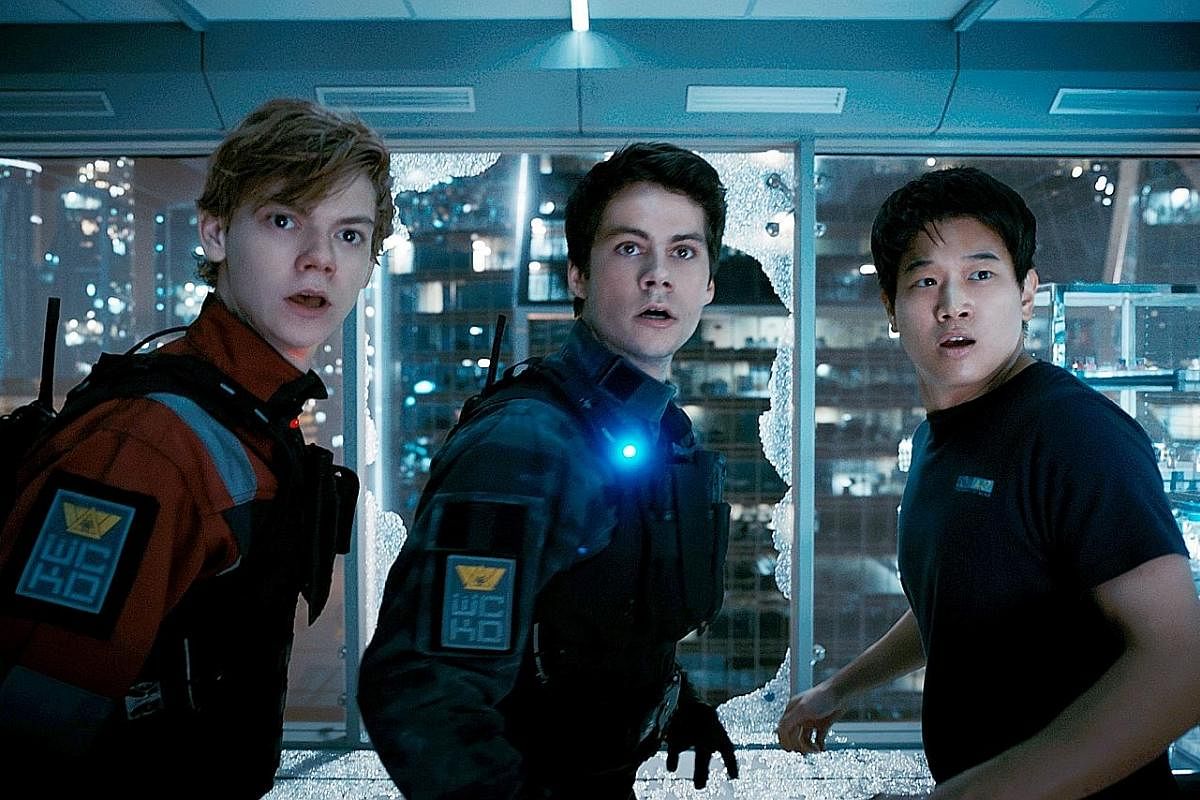Maze Runner: The Death Cure stars (from left) Thomas Brodie-Sangster, Dylan O'Brien and Lee Ki Hong.