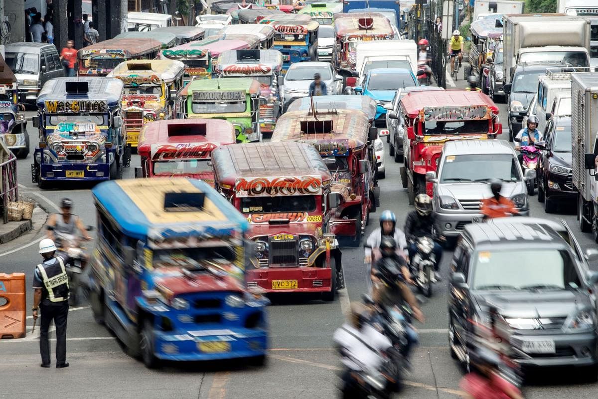 Since the first jeepney rolled out of Mr Leonardo Sarao's garage in 1955, the jeepney has changed little. Passengers still sit knee-to-knee, face-to-face, on long vinyl benches. There are no seat belts and air-conditioning. Colourful jeepneys on the 