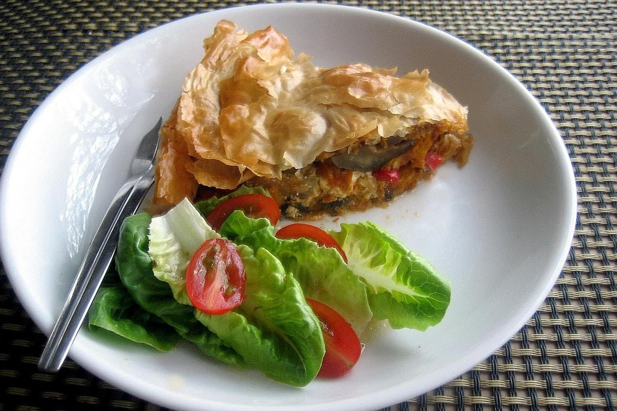 Using filo pastry for the pie will produce beautiful results, but puff pastry will work too. Allow chopped vegetables to slowly cook through, stirring occasionally.