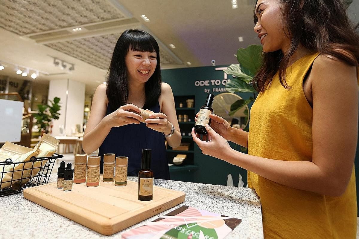 Ms Cissy Chen (far left), founder of Ode to Organics by FrankSkincare, holds weekend workshops at her Downtown Gallery space.