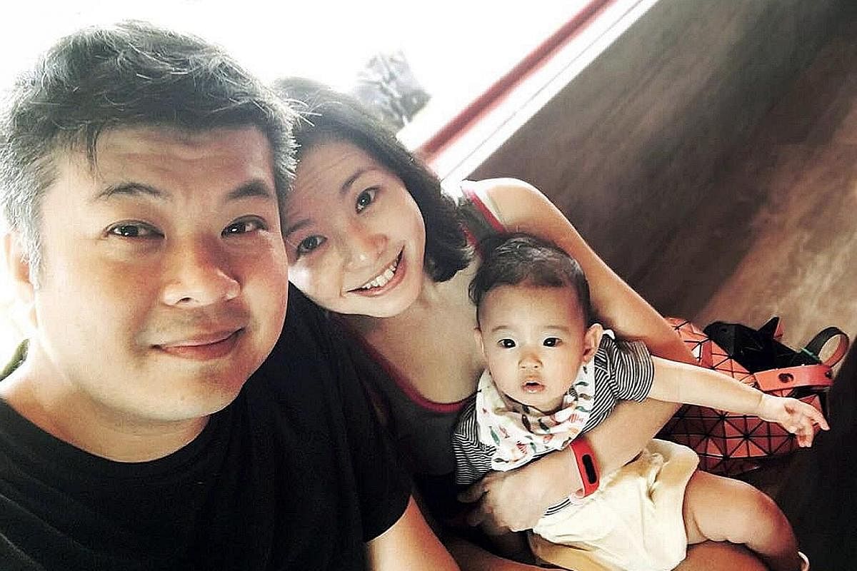 Mr Lim Chun Hong with his wife Melody Ho and daughter Amber.