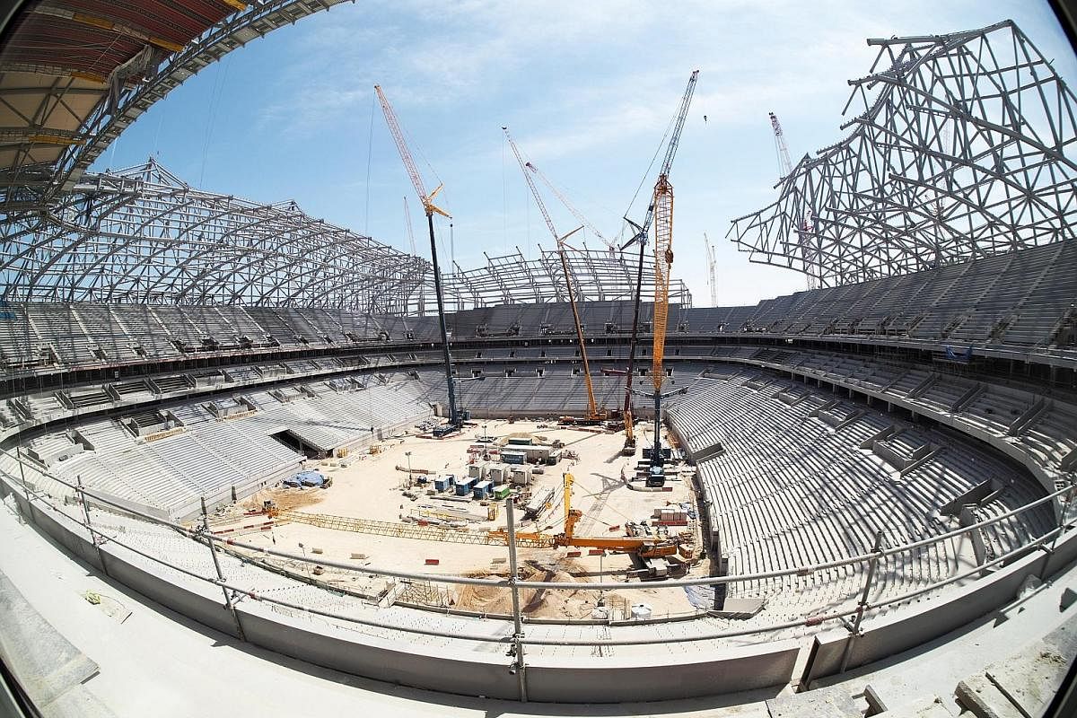 Al-Bayt Stadium is one of the eight football stadiums which are being built for the 2022 Fifa World Cup to be hosted by Qatar. It is meant to resemble the interior of a traditional Bedouin tent. The US$7.4 billion (S$10 billion) Hamad megaport launch