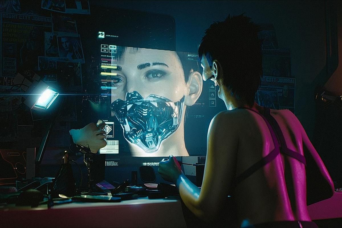 Customise your own character in role-playing game Cyberpunk 2077, which brings to mind science-fiction movies.